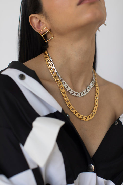 Thick link classy chain in 8mm thickness comes with 2 inch extender in 22k gold plated and silver finish 