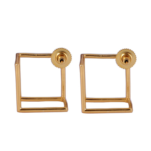 Light Geometric cube earrings  in 22k gold plated