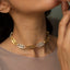 14 inch paperclip choker with lab grown diamonds handset into 22k gold plated brass a collection inspired by daily objects