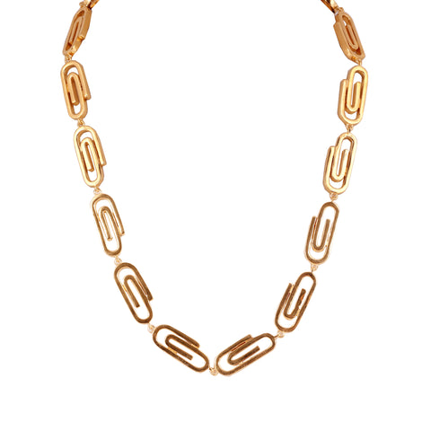 paper clip chain in 16inch and 18 inch part of daily objects jewelry available in 22k gold plated 