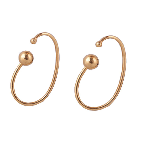 Long ear cuffs with round studs, 22k gold plated in brass