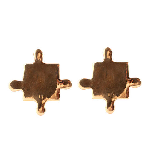 one piece Puzzle earring inspired by daily objects a basic jewellery design in 22k gold finish